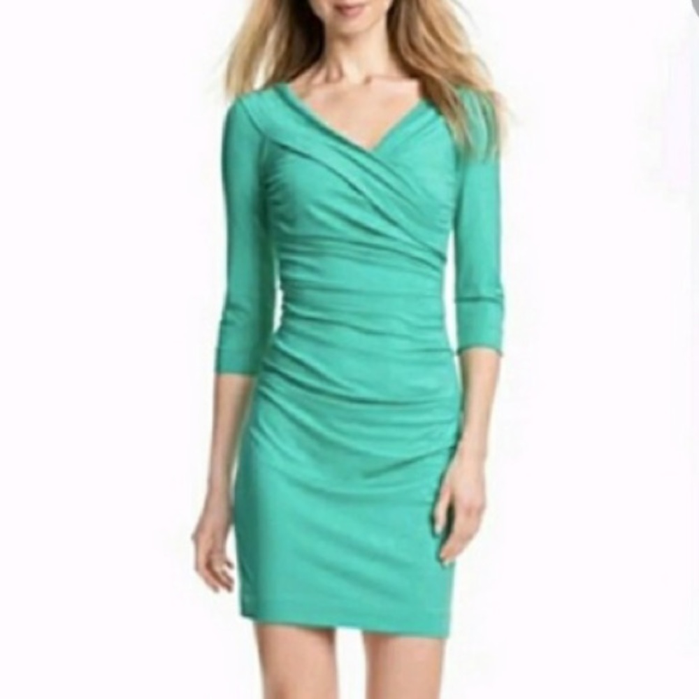 DVF Bentley Short 3/4 Sleeve Ruched Dress